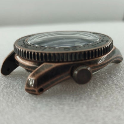 42mm silver polished watch case with golden bezel, compatible with SPB185/SPB187J1 and NH35/36/4R/6R movements.