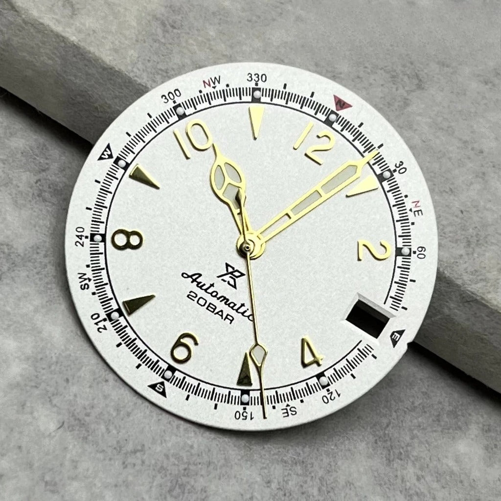 28.5mm Vintage Watch Dial Hands Green Luminous For SKX Mod Fit NH35/36 Movement
