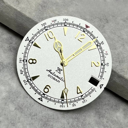28.5mm Vintage Watch Dial Hands Green Luminous For SKX Mod Fit NH35/36 Movement