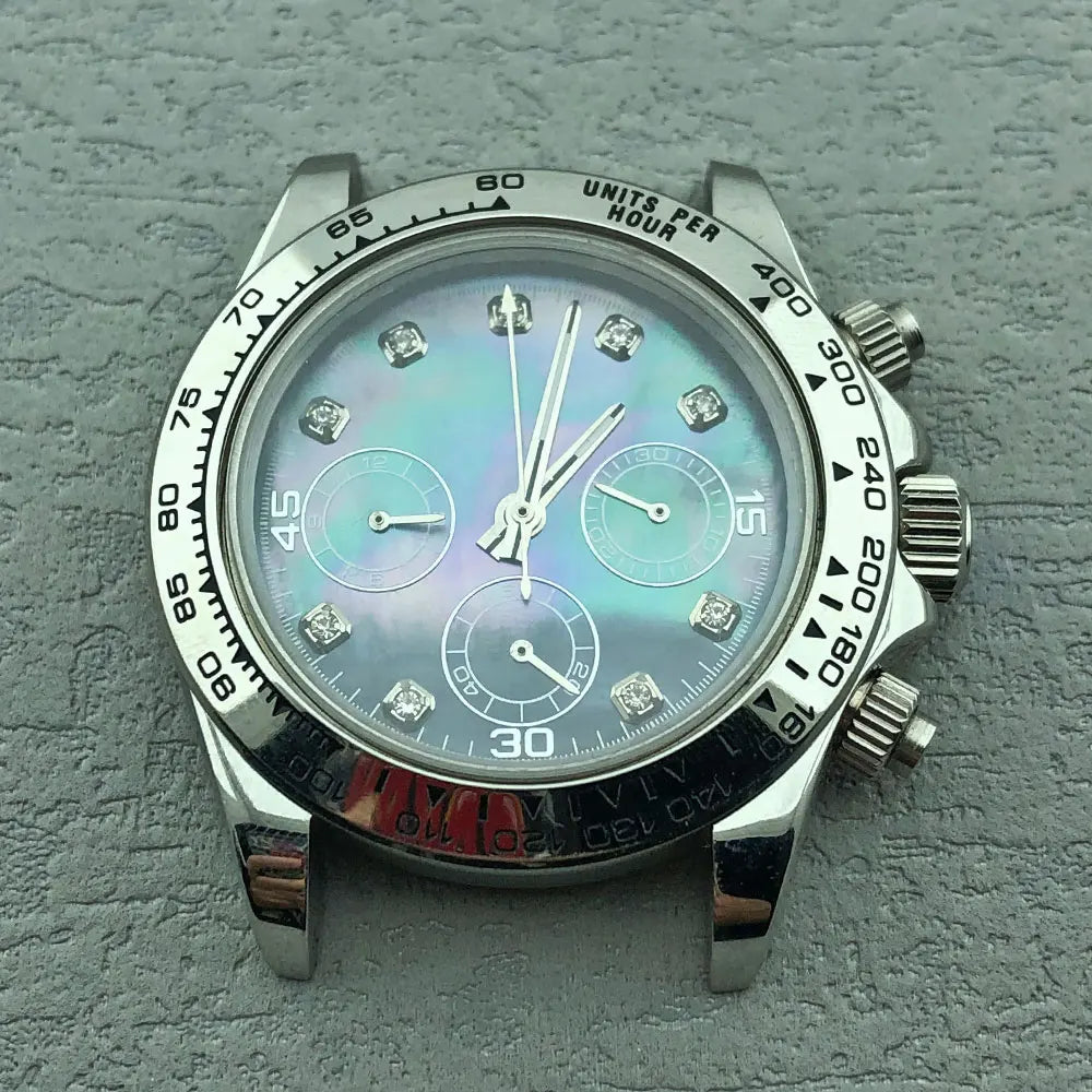 40mm Diamond Bezel Aurora Dial 316l Steel Sapphire Glass Case Suitable For VK63