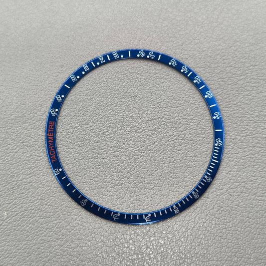 Aluminum Alloy Watch Bezel Blue Ring+White+Orange Font for Omega Speedmaster