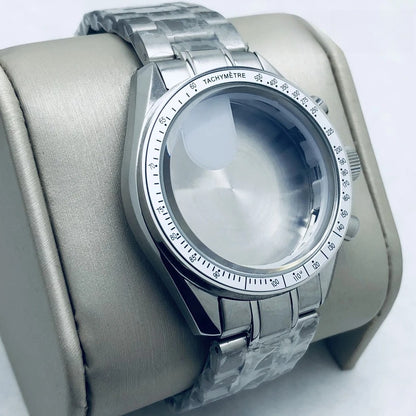 39.7mm Watch Moon Back Cover Case Chronograph Fit VK63 VK64 For OMG 20mm Strap