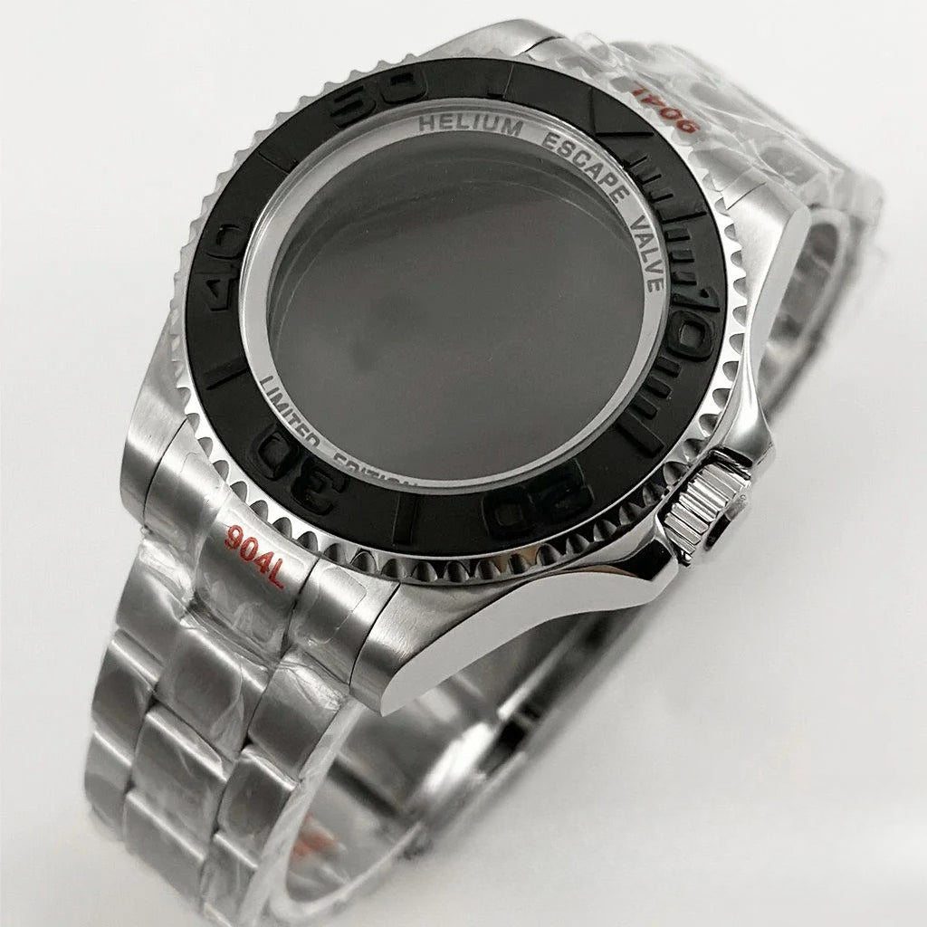 44mm Black Blue GMT Ceramic Bezel Watch Case for Deep SEA for NH34 NH35 NH36