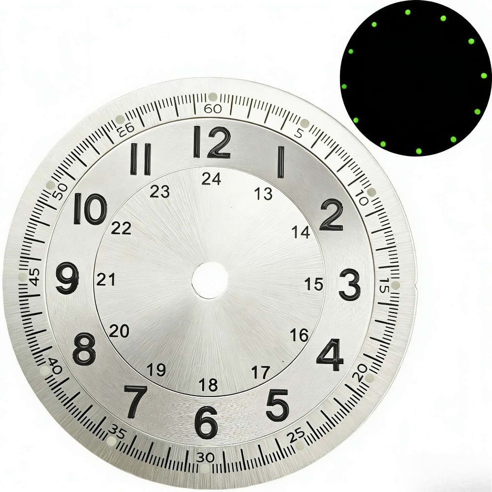 29mm Green Lume White Watch Dial Fit for NH35 ST2130 Miyota 8215 PT5000 Movement