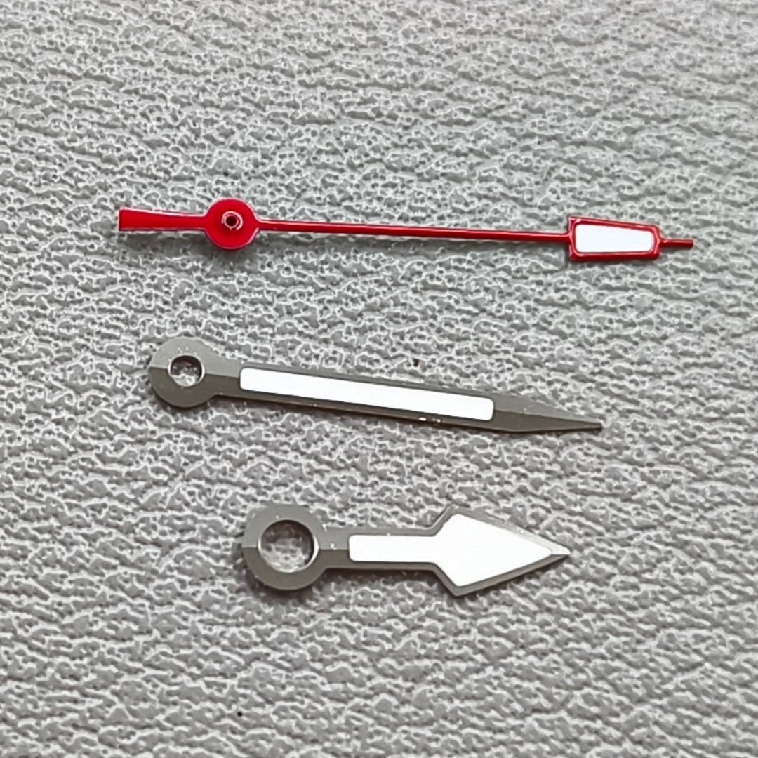 Silver Trim Green Lume Arrow Shape Red Second Hand Watch Hands for NH35 NH36