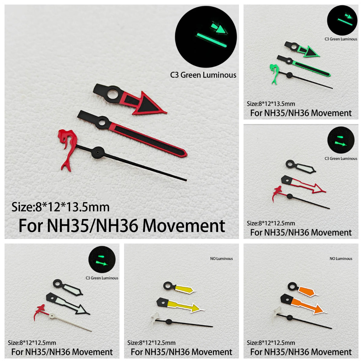 For NH35/NH36 Hands Marine Life Shape Series C3 Green Luminous Dolphin/Mermaid