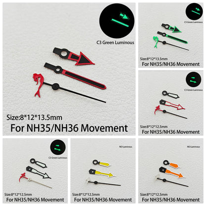 For NH35/NH36 Hands Marine Life Shape Series C3 Green Luminous Dolphin/Mermaid