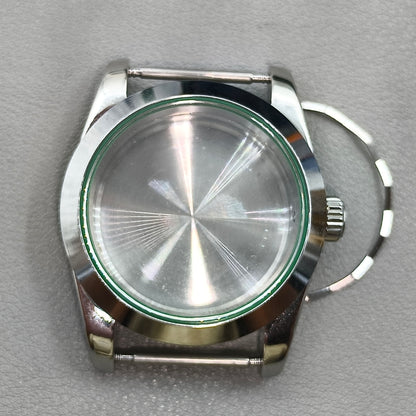 39MM Stainless Steel Silver Watch Case Sapphire Glass Solid Bottom for NH35 NH36 4R