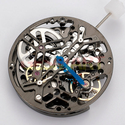 Asian HZ7590D black hollow balance wheel highlighting precise automatic mechanical movement for watch enthusiasts.