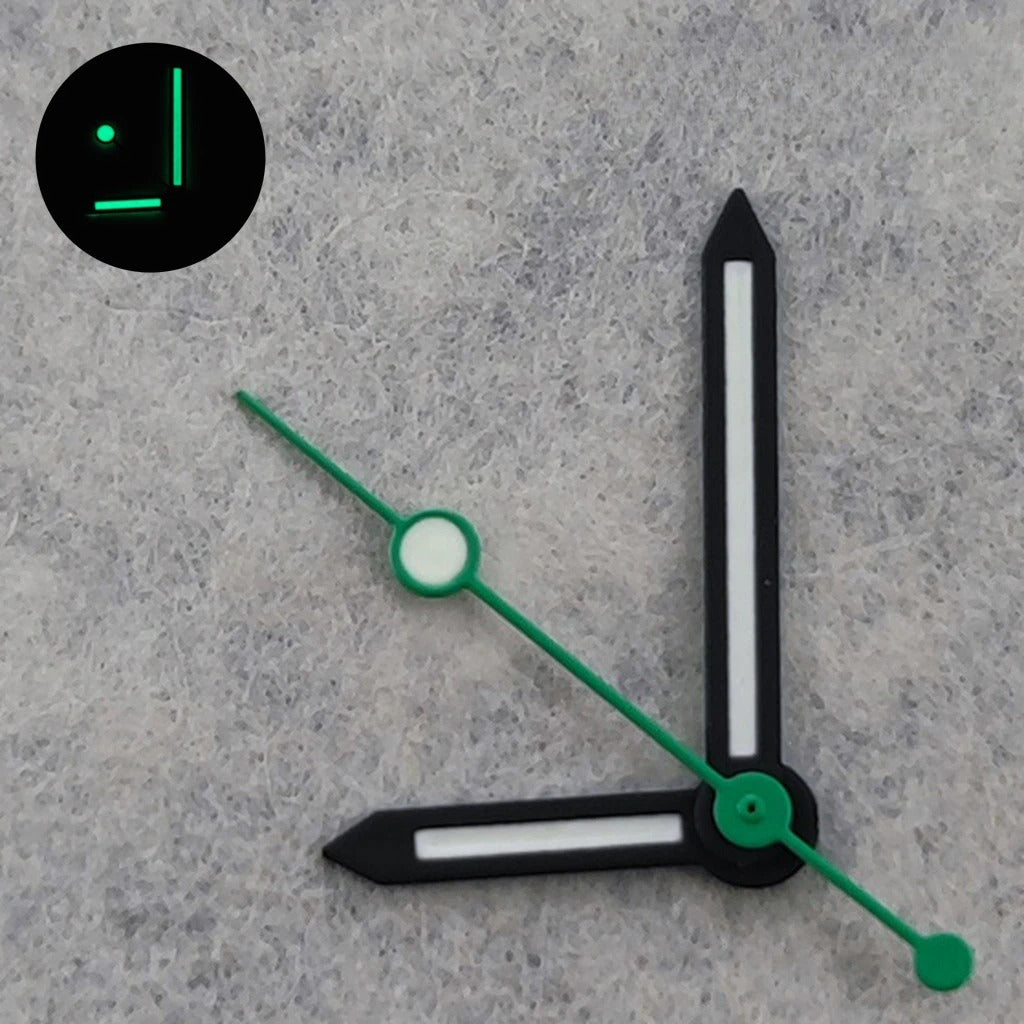 Silver/Black  Watch Hands For NH34 NH35 NH36 NH38 7S26 4R35 4R36 Green Luminous