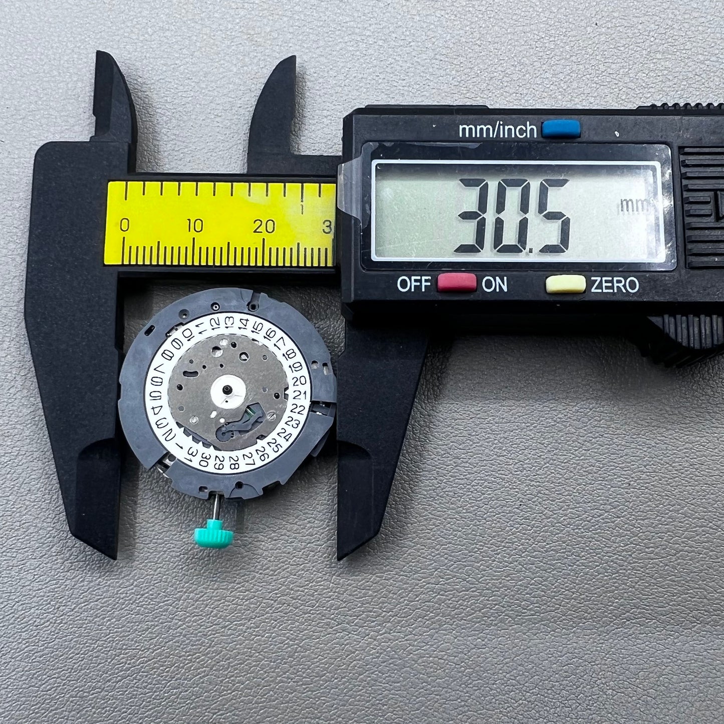 Japan Miyota 0S80 quartz watch movement with date, 1/20 chrono, alarm, and 3 sub-dials for precision timing.