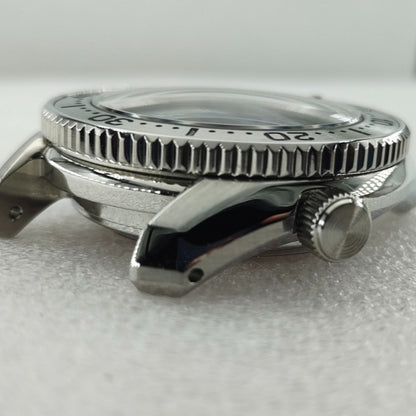 42mm silver polished watch case, compatible with SPB185/SPB187J1 and NH35/36/4R/6R movements.