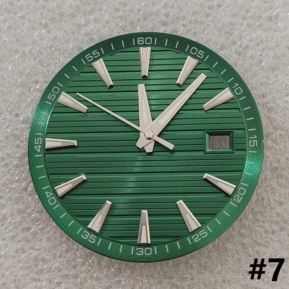 33.5mm Geometric Green Luminous Watch Dial+Hands for NH35 NH36 4R 7S Movement