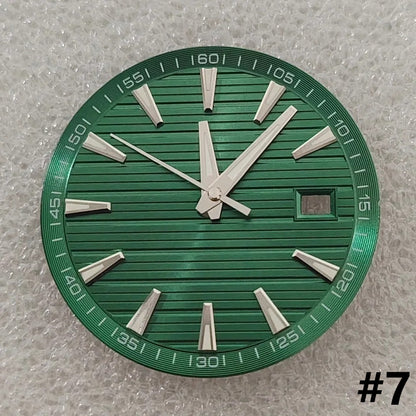 33.5mm Geometric Green Luminous Watch Dial+Hands for NH35 NH36 4R 7S Movement