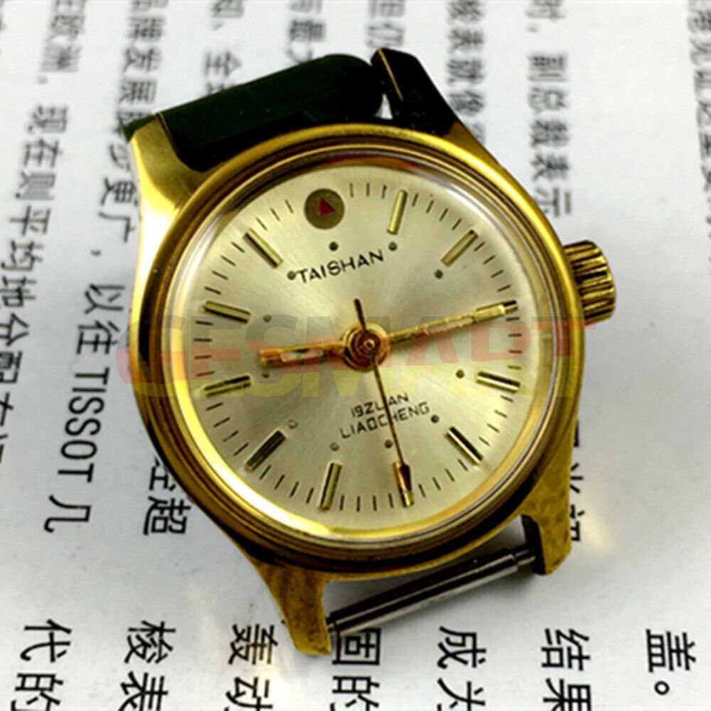Golden 26mm TAISHAN Lady Watch with manual movement, 19 jewels, elegant design from Liaocheng, China.