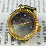 24mm SHANGHAI HAIDA Manual Mechanical Lady Watch 17 Jews Imitation Diamond Nail