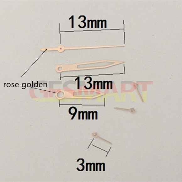 13mm Rose Golden Trim Green Luminous Watch Hands for Miyota OS10 OS20 OS60 OS80