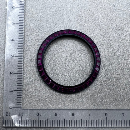 Purple T-shaped square Moissanite bezel for Daytona watch, inclined design enhancing luxury style.