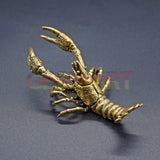 Solid Copper Lobster Trinket Vintage Hand Carved Bronze Model Figurines