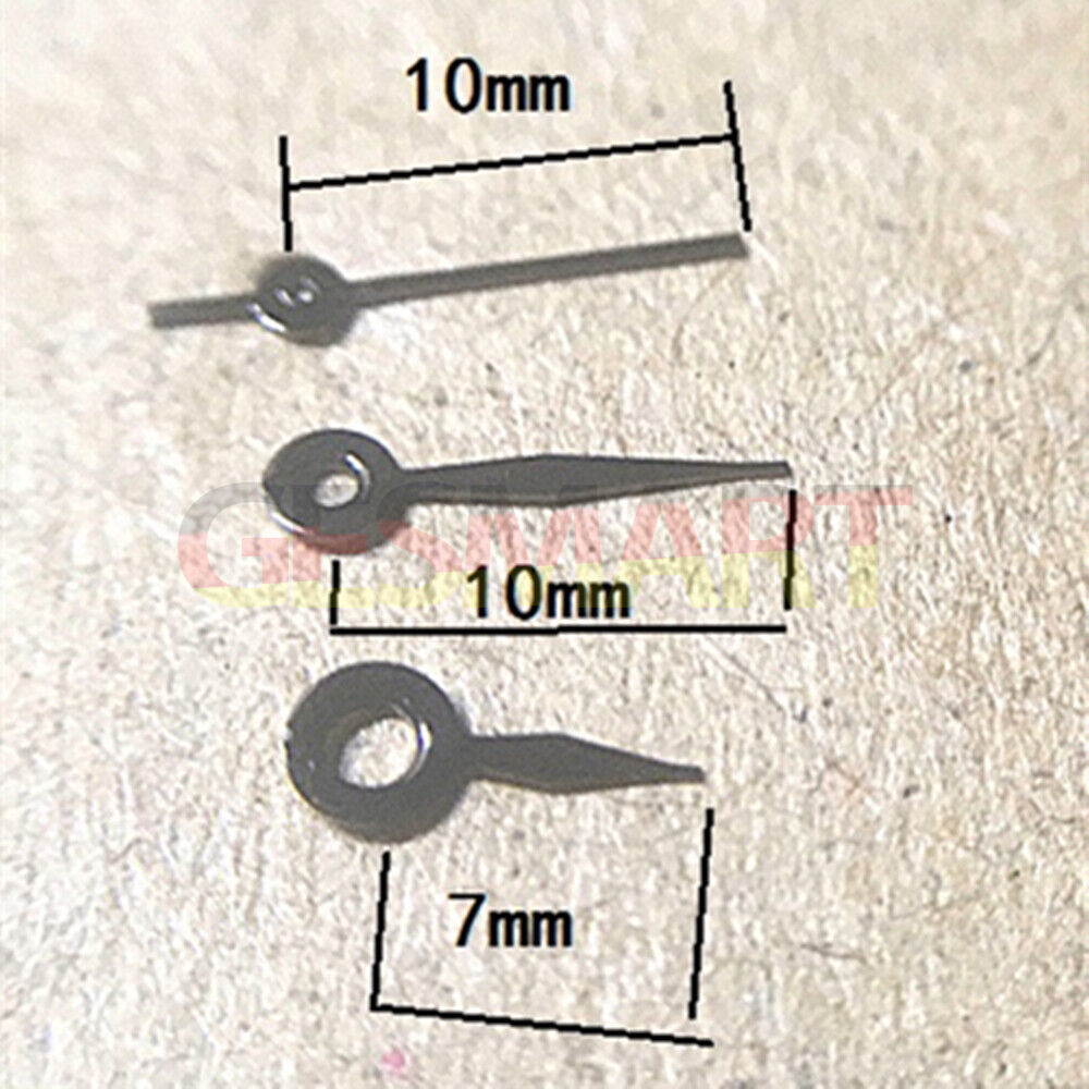 Black polished watch hands 6-10mm for Hattori Epson VX12 quartz movement, precise replacement accessory.