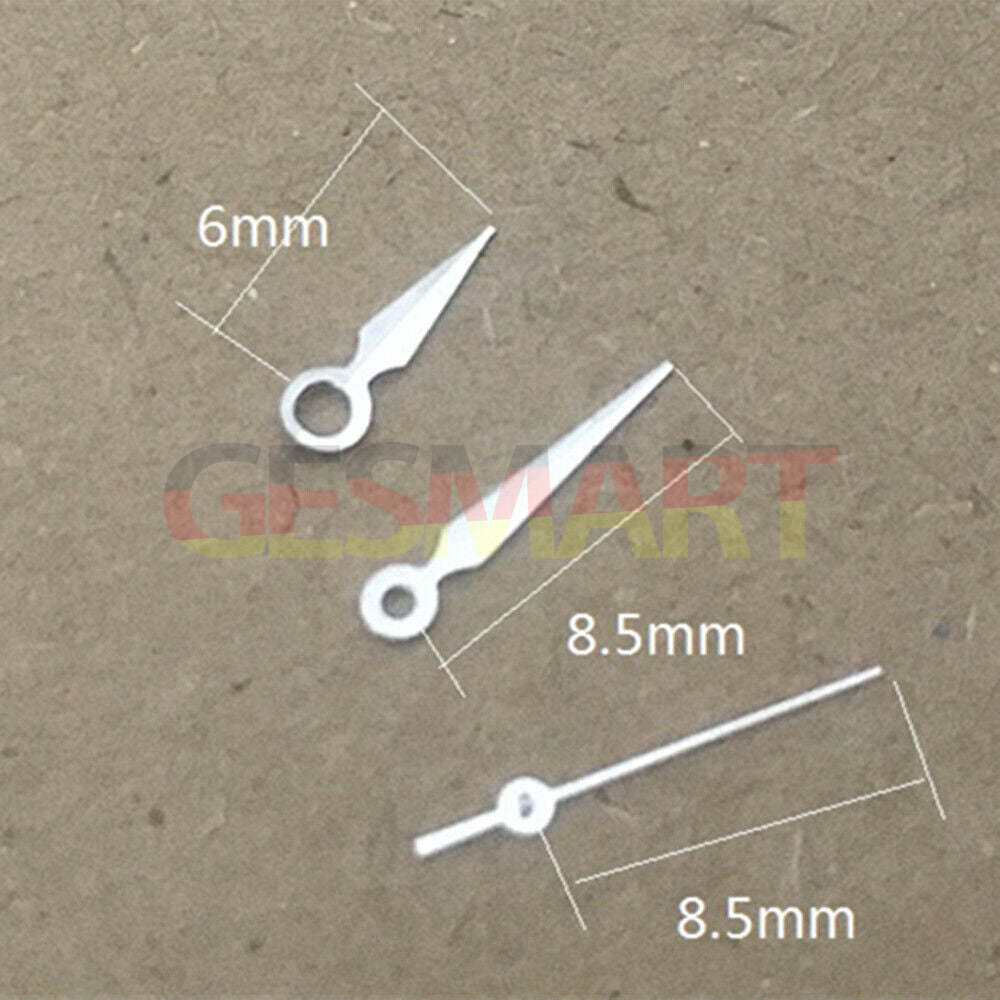 8.5mm white watch hands for Miyota 1M12 quartz movement, precise fit for Japanese watch repair.