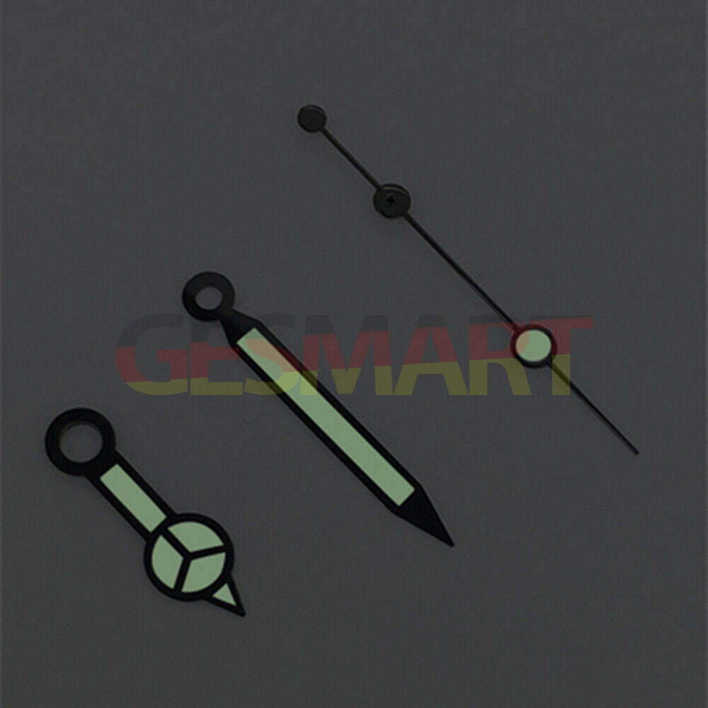 Classic Black Trim Green Luminous Watch Hands for Asian 8215/2813/8205 movement, enhancing readability and style.