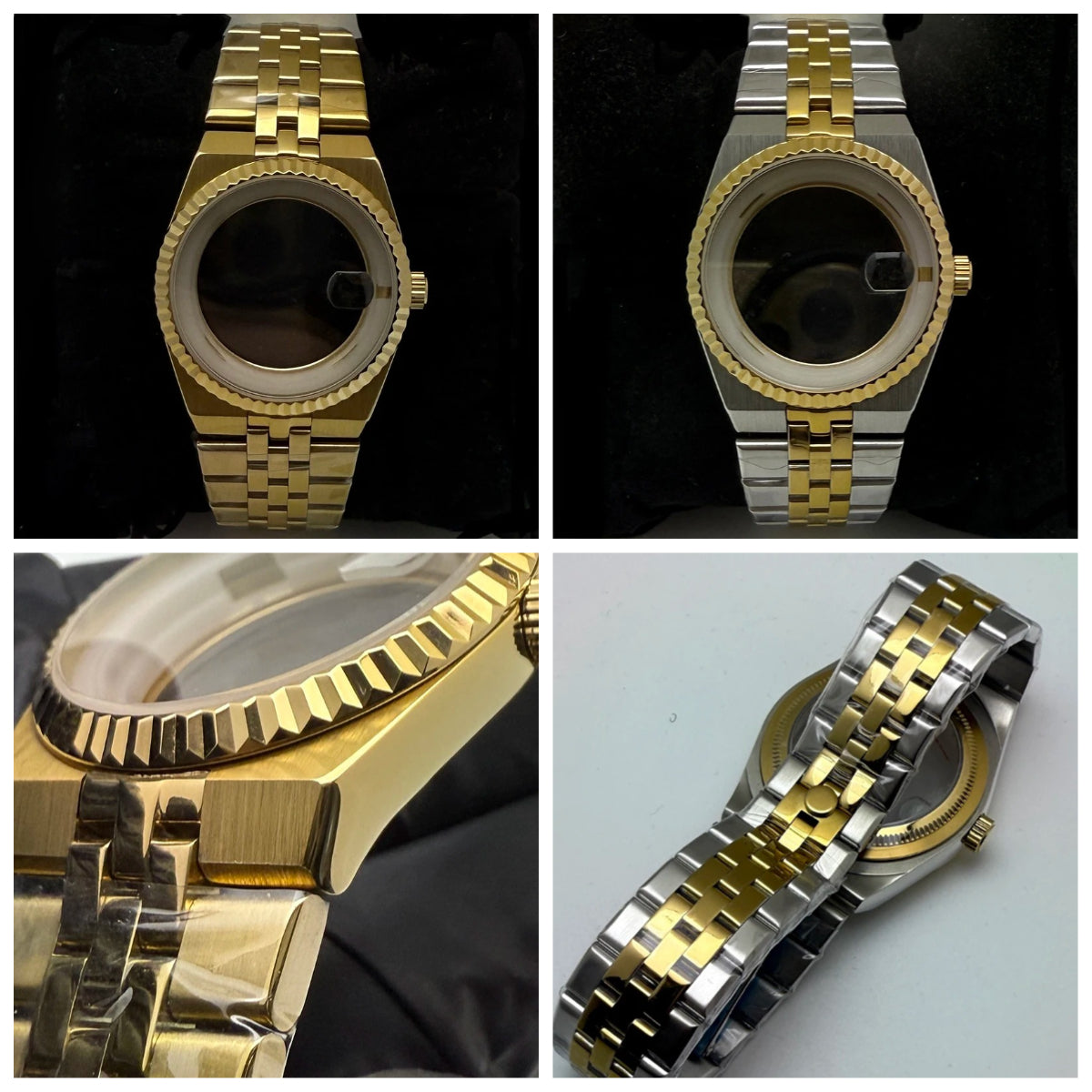 39.5mm Land-Dwellwe GOLD Case+Strap Sapphire Glass Luminou 33.8mm Dial Fit NH35
