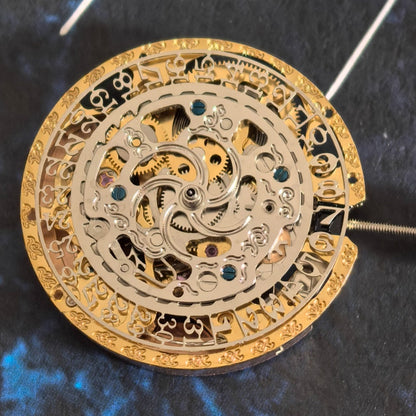 Montre à calendrier unique à mouvement mécanique creux doré Hangzhou 2189 chinois