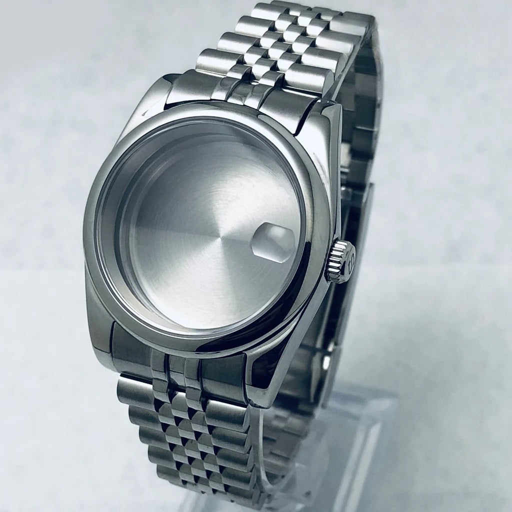 36/40mm Steel Watch Case Sapphire For NH34 NH35 NH36 ETA2824 PT5000 S Crown