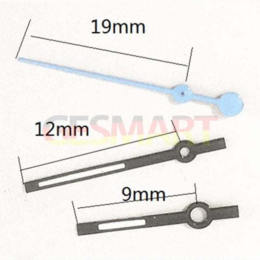 Aiguilles de montre noires bleu ciel de 12 mm pour mouvement à quartz Miyota 7T35