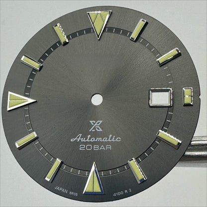 34mm Dark Grey and Silver Trim Datejust Dial with Green Lume for 8215 8200 Movement, Precision Craftsmanship