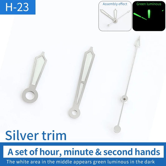 Silver Trim Vintage Green Lume Watch Hands for Srpd Skx007/009 NH35 7009 6309