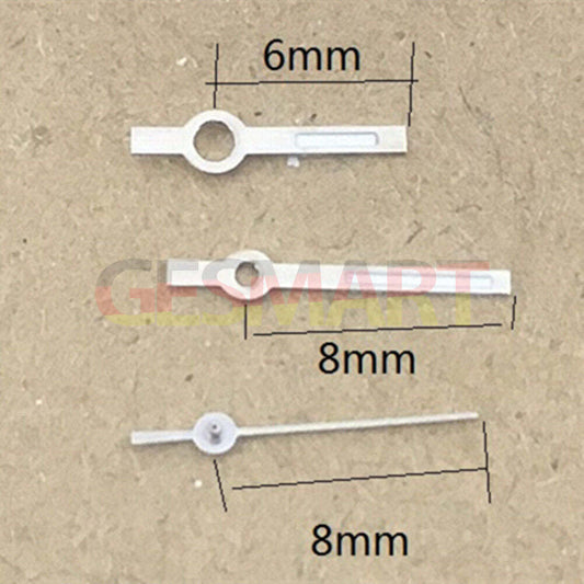 8mm Silver Trim Green Luminous Watch Hands for Miyota 7T35 Quartz Movement