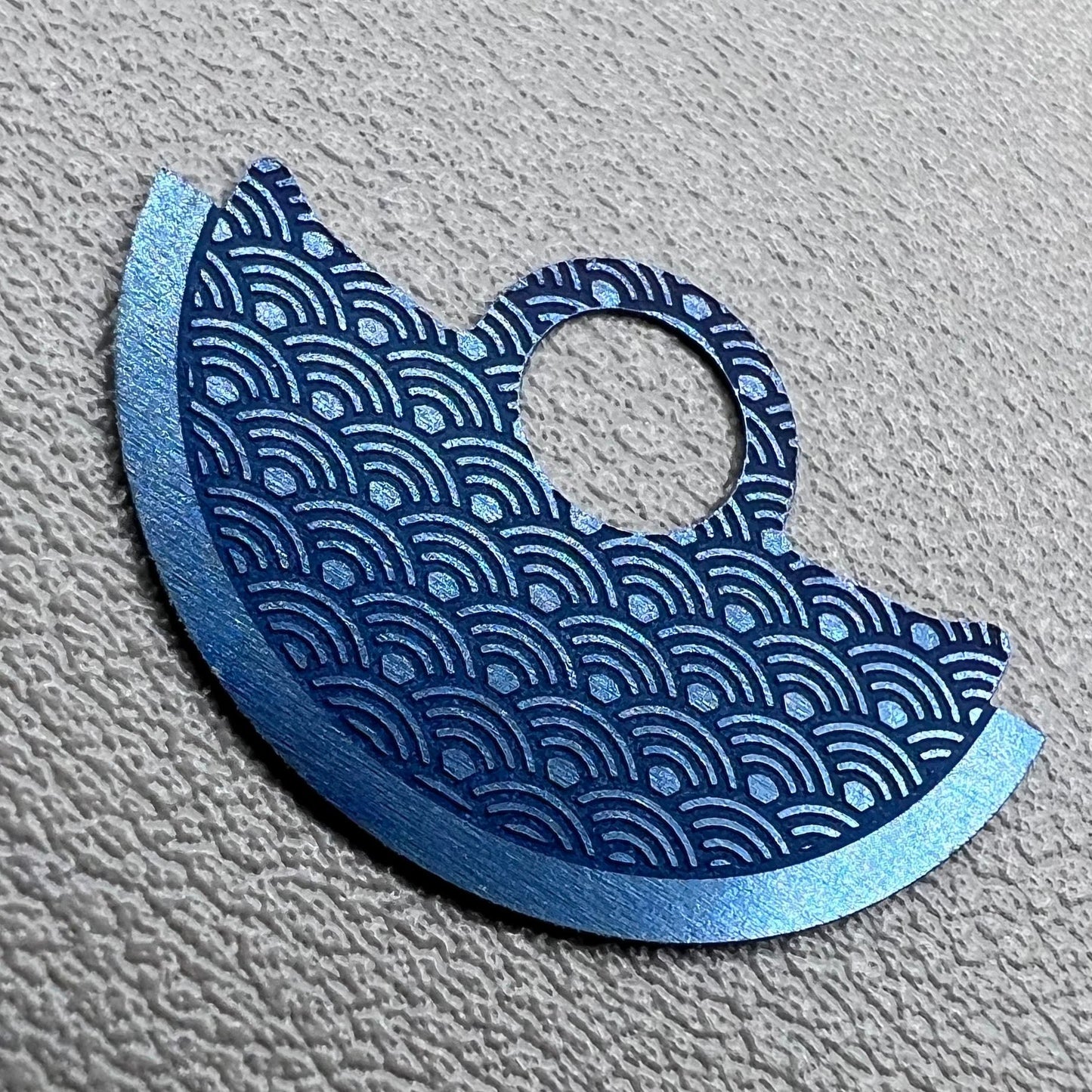 Blue Waved Metal Sheet Overlay for Miyota 9015 Movement Oscillating Weight