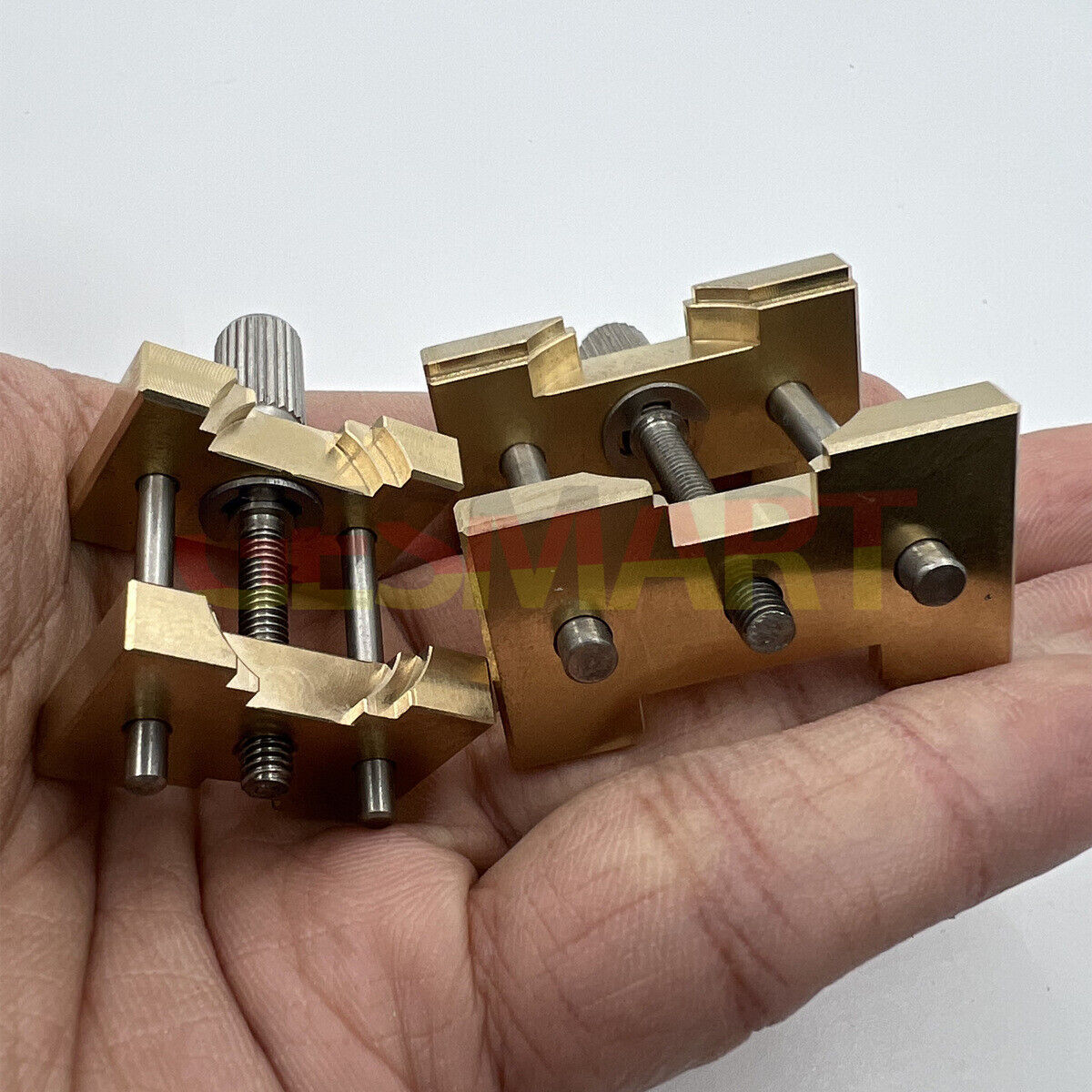 Set of 2 copper watch movement holder clamps, vintage-style repair tools for watchmakers