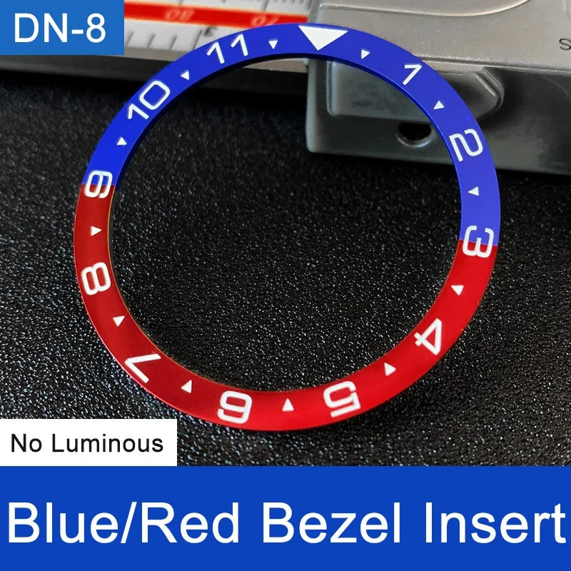 White Font 38mm No Lume Blue+Red Flat Ceramic Bezel For Skx009 Skx007 Skx011