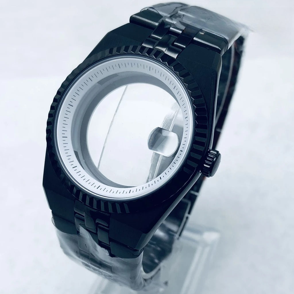 904L Black 40mm Land-Dwellwe Watch Case+Strap Sapphire Glass For NH34 NH35 NH36