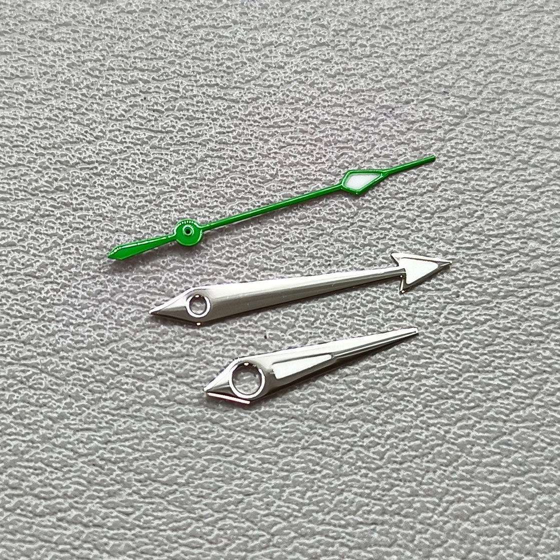 2 Sets Silver Trim Green Second Hand Watch Hands for ETA2892 2824 2834 2836 2846