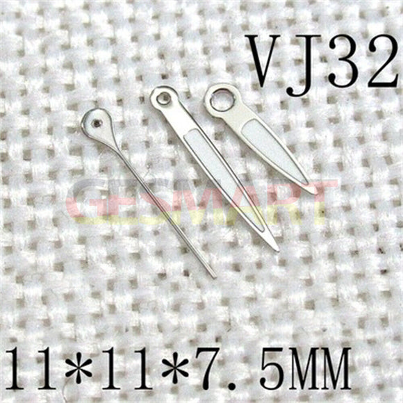 11x11x7.5mm Silve Trim 3 Hands Green Lume Watch Hands for Epson VJ32 Movement