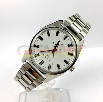 38mm SHANGHAI DIAMOND Manual Mechanical Watch 17 Jews White Dial Silver Case