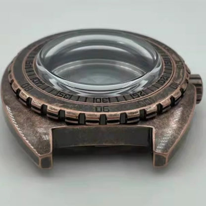 Copper-colored modified watch case featuring sapphire glass bezel, compatible with NH35 NH36 movements.