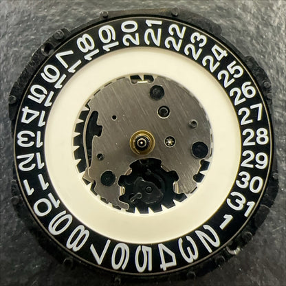 PC32A quartz watch movement with single calendar, black date disk at 3 o'clock by Japan Made brand.