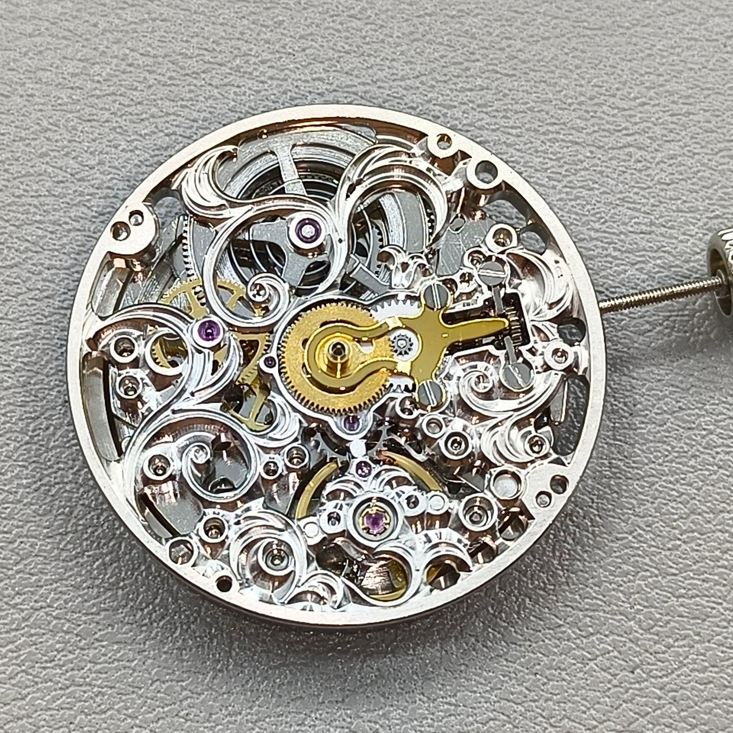 Silver Hollow Carved Automatic Mechanical Movement 7750 Movement