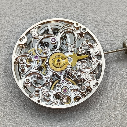 Silver Hollow Carved Automatic Mechanical Movement 7750 Movement