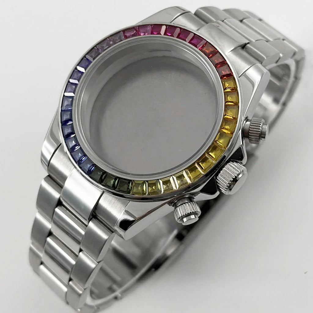 Daytona 40mm Sapphire Glass Watch Case Ceramic Bezel Men's for VK63 VK63A VK64