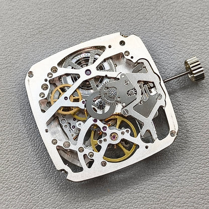 Silver Tianjin Seagull ST25 Square Automatic Mechanical Movement 3 Hands Hollow