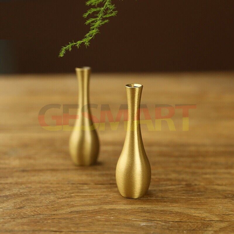 Solid copper mini vase with vintage bronze hand-carved figurines, perfect collectible d�cor.