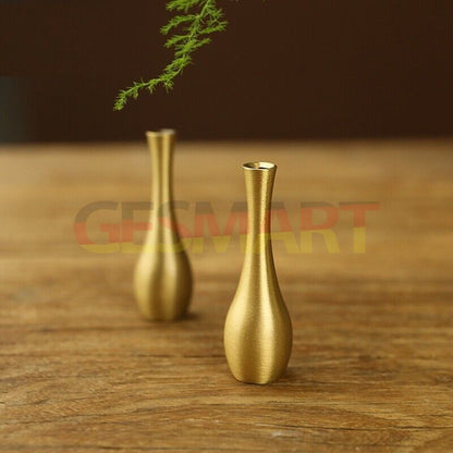 Solid copper mini vase with vintage bronze hand-carved figurines, perfect collectible d�cor.