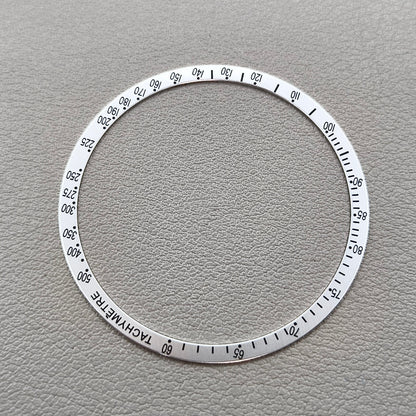 2 PIECES Ring+Black Font Watch Bezel Aluminum Alloy White for Omega Speedmaster