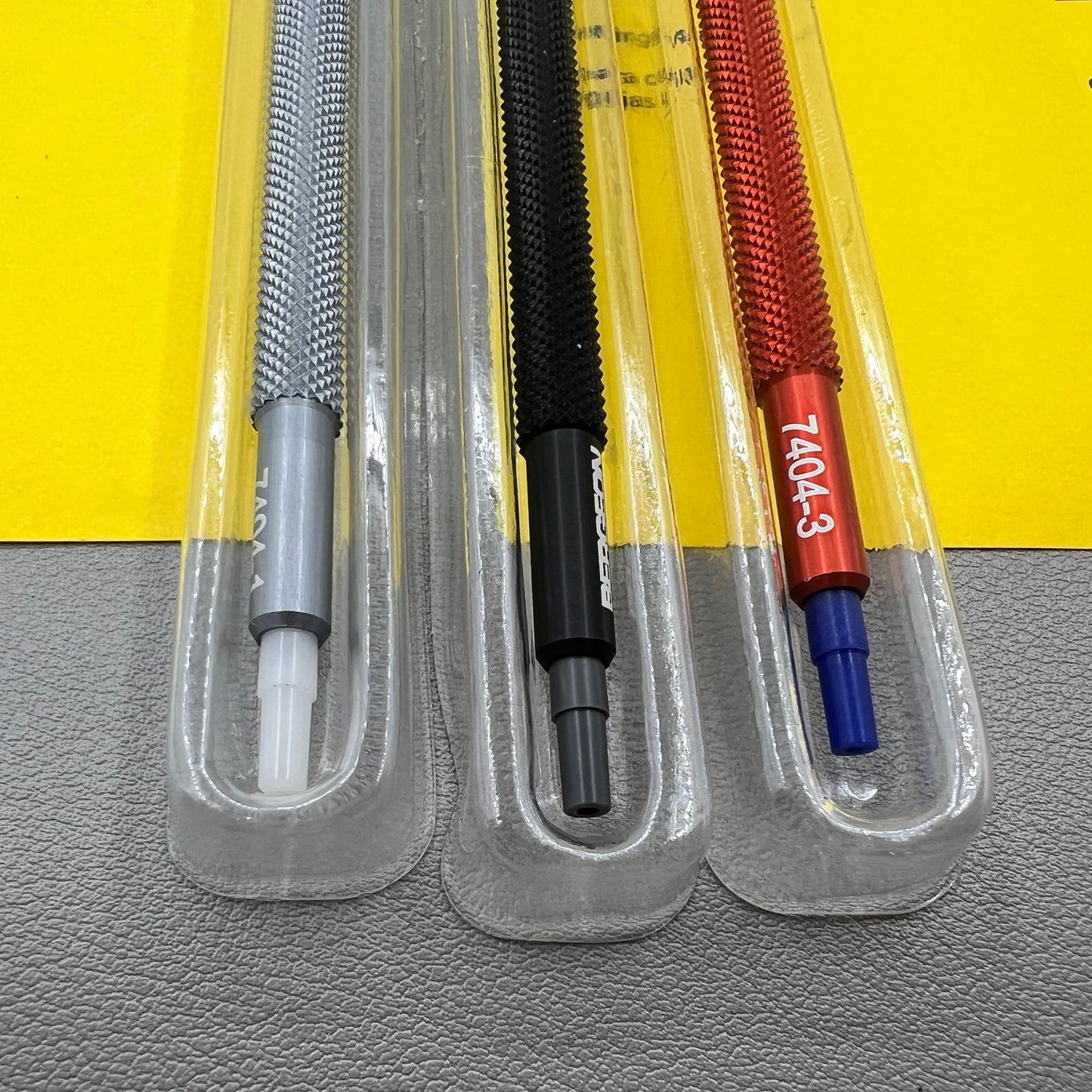 Swiss Bergeon 7404 watch hand fitting tools, precision set of 3 for professional watch repairs.